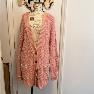 Free People Pink Textured Cardigan